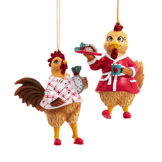 4" Chicken Pajama Ornaments, 4A