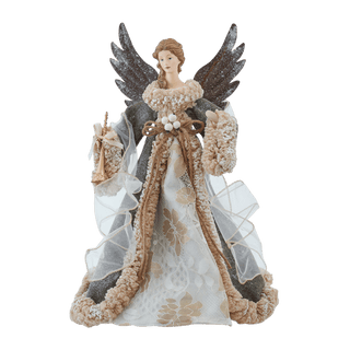 16" Ivory & Green Angel Treetop