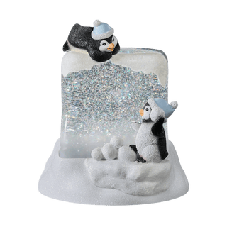 7"H Confetti Lites Lighted Swirl Playful Penguins on Ice Cube