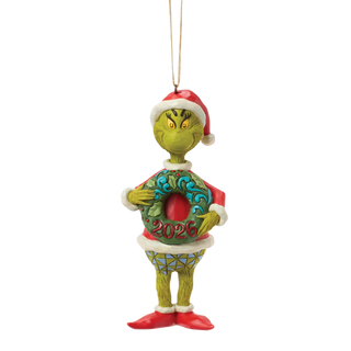 Grinch with Dated 2026 Wreath Ornament