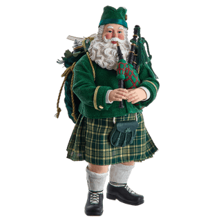 10.5" Fabriché™ Musical Irish Bagpiper Santa