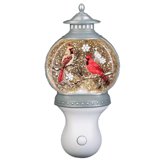 8"H Roman Lights Cardinal in a Winter Scene Swirl Night-Light