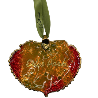 Aspen Leaf Gold Trimmed Estes Park Fall Multicolor Ornament