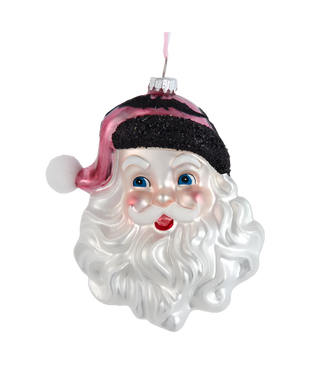 Pink & Black Santa Head Ornament