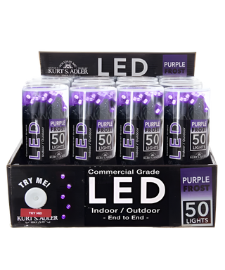 25.5' UL 50-Light 5MM Purple Frost LED Black Wire Light Set