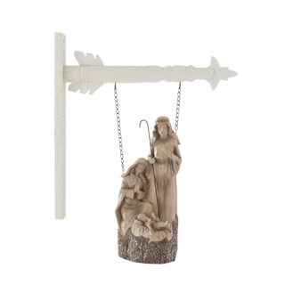 Resin Woodgrain LED Nativity w/Timer