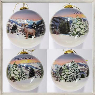 Winter View Of Mountains & Evergreens w/Big Horn Sheep Colorado Ornament