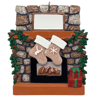 Rustic Fireplace Stockings 2 Ornament