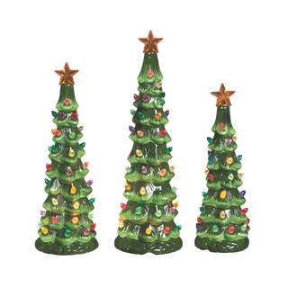 Vintage Lighted Porcelain Christmas Tree Set