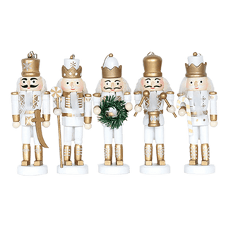 5″ White & Gold Nutcrackers, Set of 5