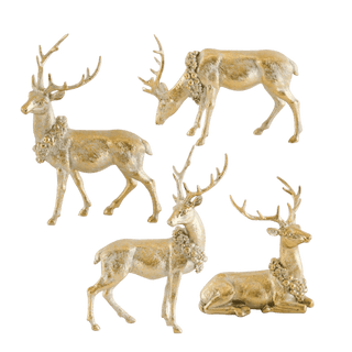 Set of 4 Antique Gold Resin Deer