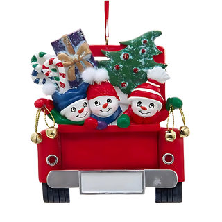 3 Snowmen in Truck Ornament