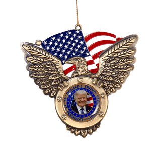 4" Eagle With Flag and President Trump Image Ornament