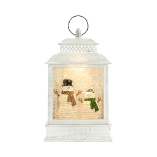 Lit Snowman Couple Lantern