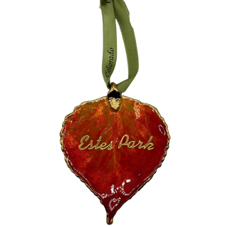 Aspen Leaf Gold Trimmed Estes Park Burnt Orange Ornament