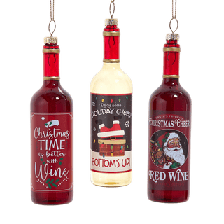 Glass Wine Bottle With Sayings Ornaments, 3A