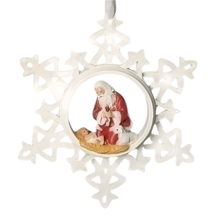 4.5"H Kneeling Santa Snowflake Ornament