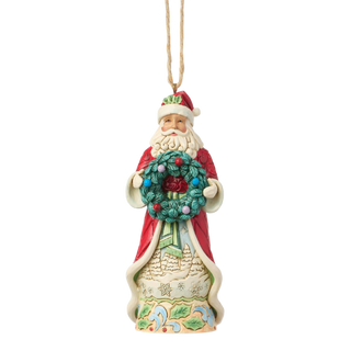 Santa Holding Wreath Ornament