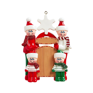 4 Sledding Family Ornament