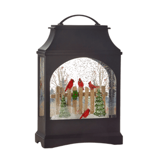 Cardinal on Fence Lighted Water Lantern