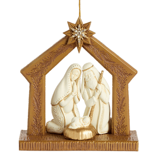 Nativity Ornament with Sculpted Resin Figures