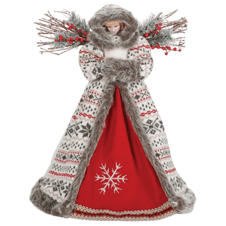 16"H Angel in Christmas Sweater Robe Treetopper