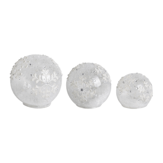 Set of 3 Clear LED Snowflake Tabletop Glass Globes w/Timers