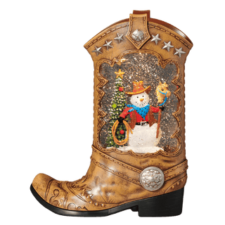 Confetti Lites Lighted Swirl Cowboy Boot with Cowboy Snowman