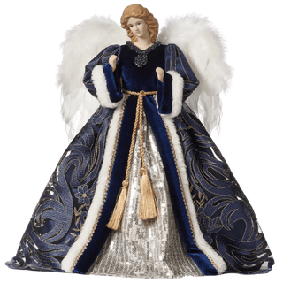 Angel with Navy & Silver Gown Treetopper