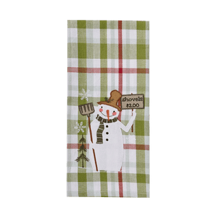Snowman Plaid Applique Dishtowel