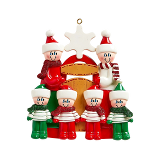 6 Sledding Family Ornament