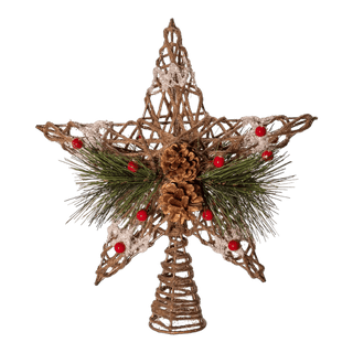 11“ Un-Lit Natural Star With Pinecones Treetop