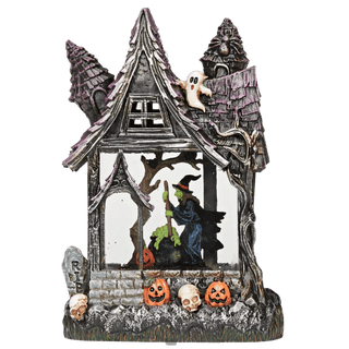 Lighted Swirl Haunted House with Witch Scene