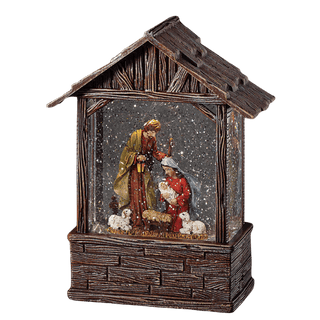 8.25"H Confetti Lites Lighted Swirl Nativity Stable with Holy Family