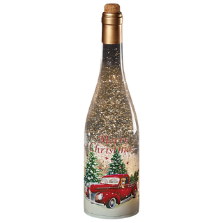 Confetti Lites Lighted Swirl Vintage Red Truck Wine Bottle