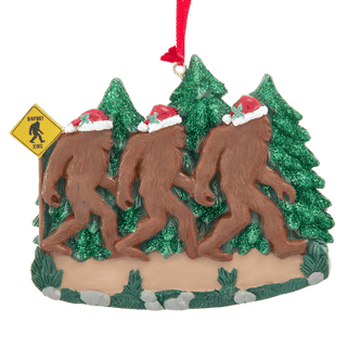 Big Foot Walking With Santa Family Of 3 Ornament For Personalization