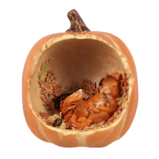 Resin Squirrel in Pumpkin House