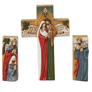 10.5"H Nativity Cross Block Set 3PC
