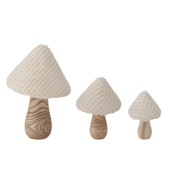Cream Wood Mushroom Set of 3