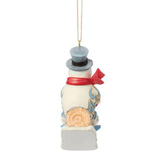 Frosty & Karen in Log Sled Ornament