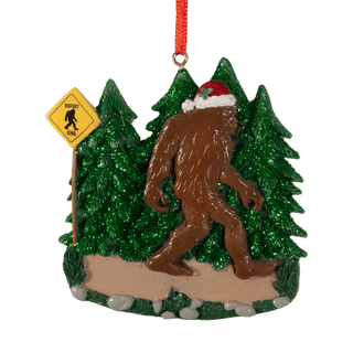 Big Foot Walking With Santa Ornament For Personalization