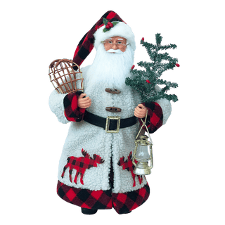 15" Plaid Moose Santa