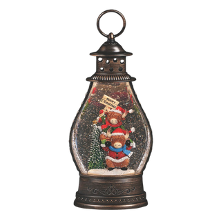 11" Confetti Lites Lighted Swirl Stacked Cow Mooey Christmas Lantern