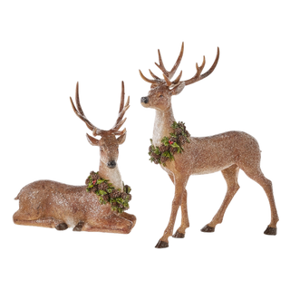 Glittered Deer with Wreath