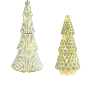 Lit Glass Pattern Trees - Set of 2