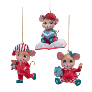 3.15-4" Mouse Pajama Ornaments, 3A