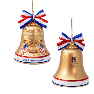 America 250th Anniversary Liberty Bell With Red, White & Blue Bow Ornament