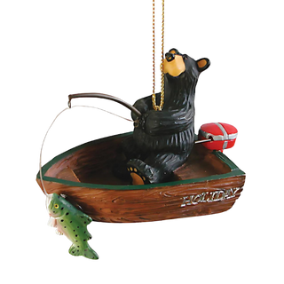 Bearfoots Bear Fishing Boat Ornament