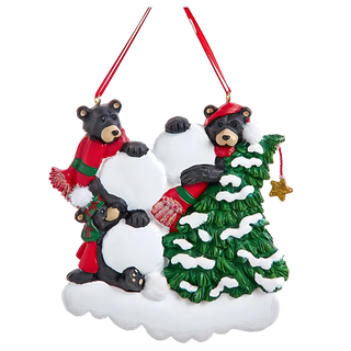 Black Bear Snowball Family of 3 Ornament