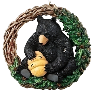 Black Bear with Beehive Ornament